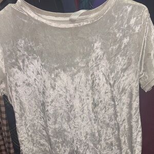 Chic Velvet Short Sleeve Top in Cream